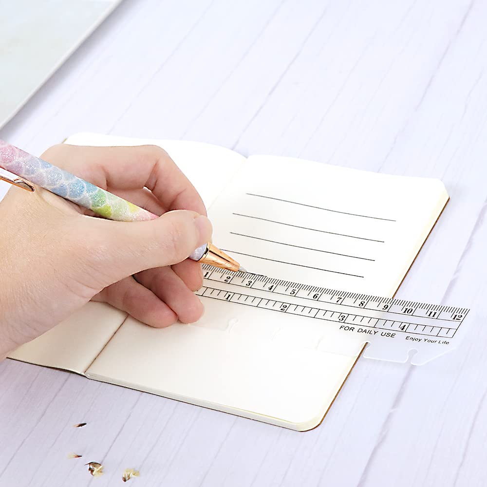 JKJF 4 stuks A5 bladwijzer liniaal plastic pagina marker zakje pagina finder voor A5 formaat 6-gaats binder notebook (helder en zwart