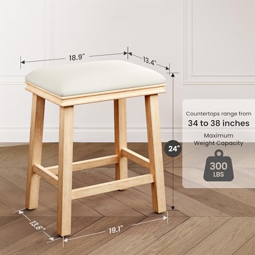 Image of PHI VILLA Counter Height Bar Stools, Solid Wood Barstools, 1PC