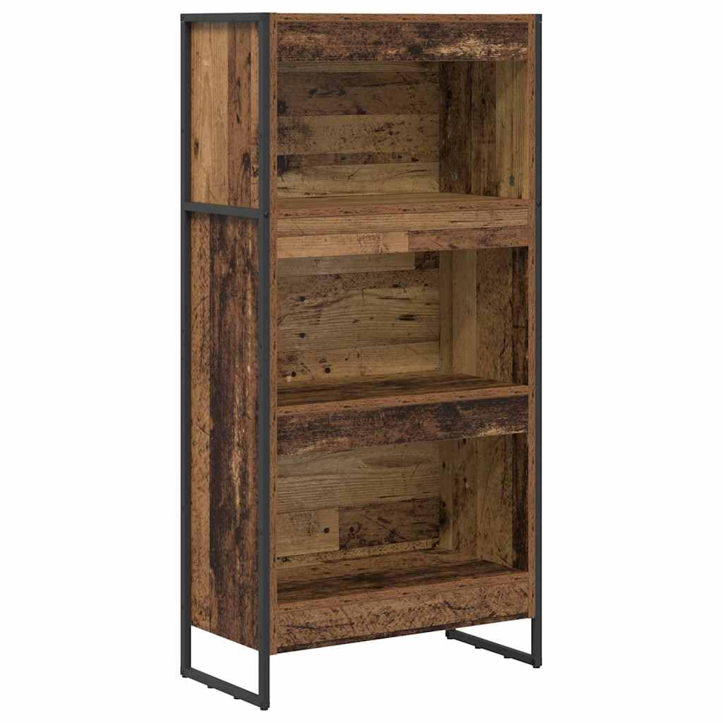 Regał na książki o wyglądzie starego drewna, 80 x 30 x 155 cm, materiał drewnopochodny, przemysłowy regał stojący z 3 półkami, wytrzymały regał na książki do salonu, sypialni, biura