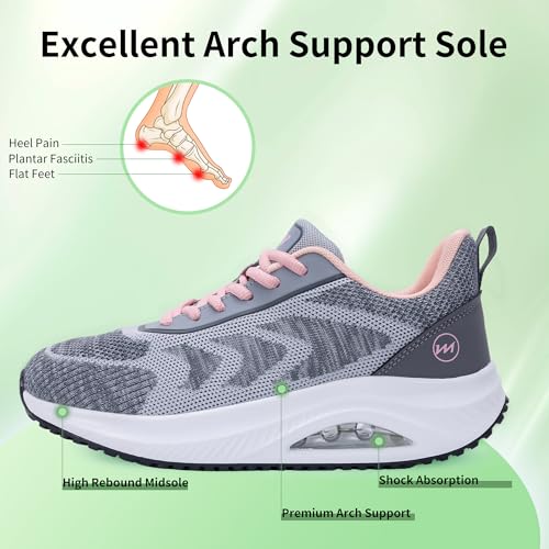Image of Gyeice Women's Walking Shoes Arch Support Orthotic Breathable Tennis Sneakers for Plantar Fasciitis Pain Relief US 5.5-11