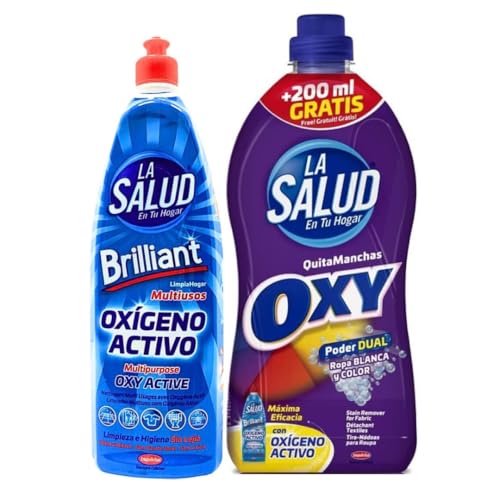 FAMILYCOM. Multiusos Oxigeno Activo La Salud 1L y Oxy Dual 1,5L Pack Quitamanchas.