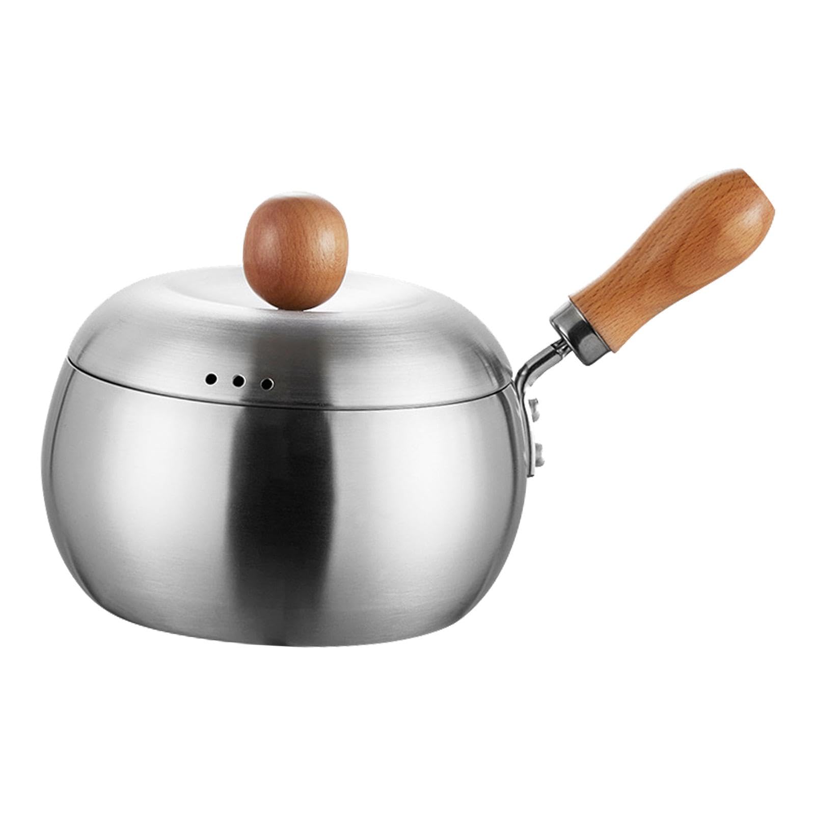 Yajuyi Saucepan Edelstahl Milchtopf mit Deckel Holgriff Kochtopf Butter Schmelztopf Tragbar Küchen Kochgeschirr für Babyernährung Studenten Kleine Familien
