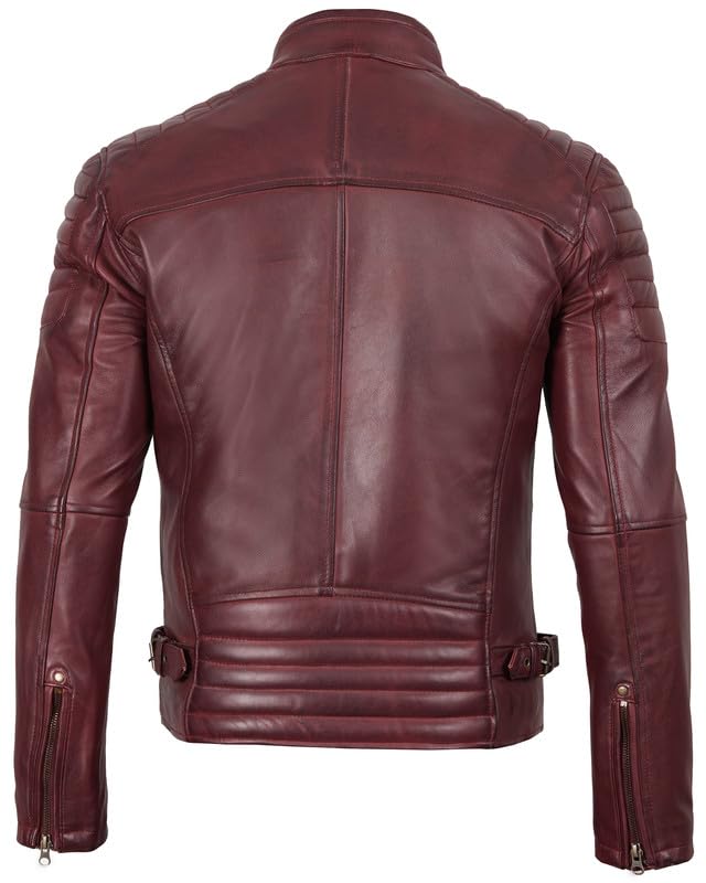 Image of Blingsoul Real Lambskin Leather Jacket Men - Cafe Racer Style Premium Men's Leather Jacket