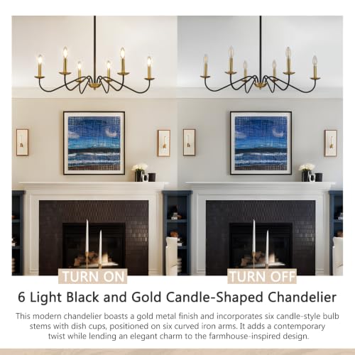 Jonsi Modern Black and Glod Chandelier for Dining Room,35 Inch Farmhouse Chandelier Light Fixture, Dining Room Light Fixtures Over Table by Jonsi - Used condition - Image 3