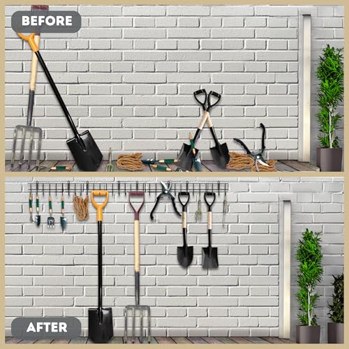 Coselena Garden Tool Storage Rack 160cm – Wall-Mounted Metal Tool Organizer for Shed – Heavy-Duty Rack for Garden Tools, Shovels & Rakes – Ideal Shed Organizer for Garage & Outdoor Accessories - 5