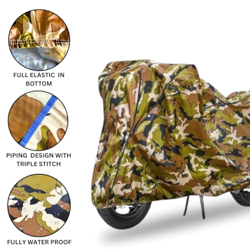 Image of Waterproof Bike Cover Compatible with TVS Apache RTR 180 All Weather, UV Heat Resistant, Dustproof, Triple Stitched, Windproof Elastic Bottom