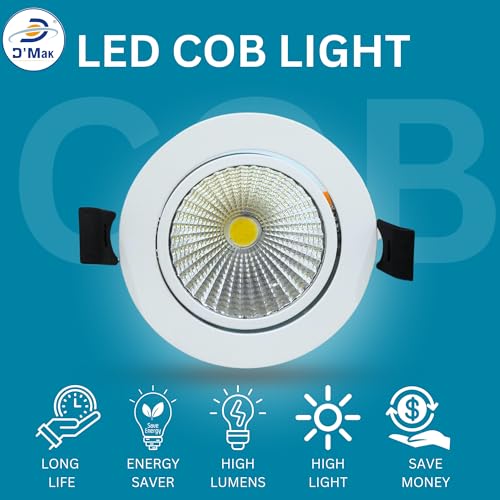 Image of D'Mak Moveble LED COB Light | Recessed LED Ceiling Light for Indoor Lighting | Warm White Color | Aluminium Body (5, 12 Watt)