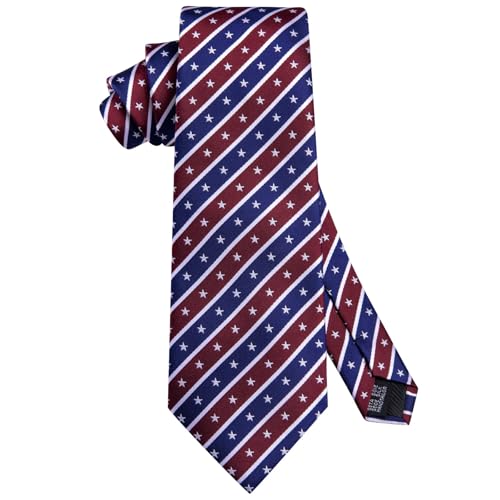 Image of Dubulle Silk Ties Set for Men Formal Paisley Striped Necktie Pocket Square Cufflinks 3PCS Sets Wedding Business Party