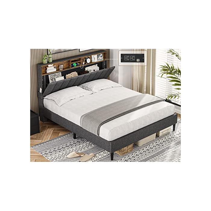 Buy ADORNEVE Queen Bed Frame with Outlet and USB Ports, Modern