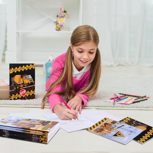 Liobelon COLORING BOOK BULK For Boys Girls Kids, Mini Construction Vehicles Coloring Books Set thumb #6