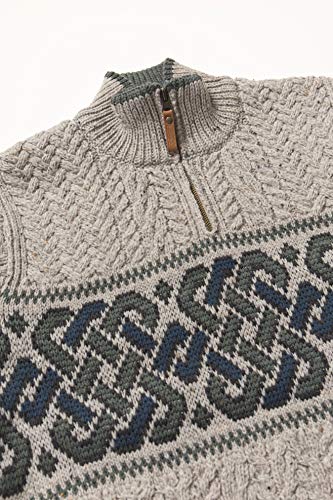 Aran Crafts Men's Irish Cable Knit Wool Half Zip Jacquard Sweater (X4843-LG-OAT) Oatmeal4