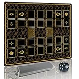 Cosido para Yugioh Playmat, 2 Jugadores, Zonas de Campo de Duelo Master Rule, tapete de Juego de Cartas Grande, diseños de Arte Originales y Accesorios (Dorado)