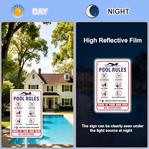 2 señales reflectantes de reglas para piscina 12x8 pulgadas miniatura 5