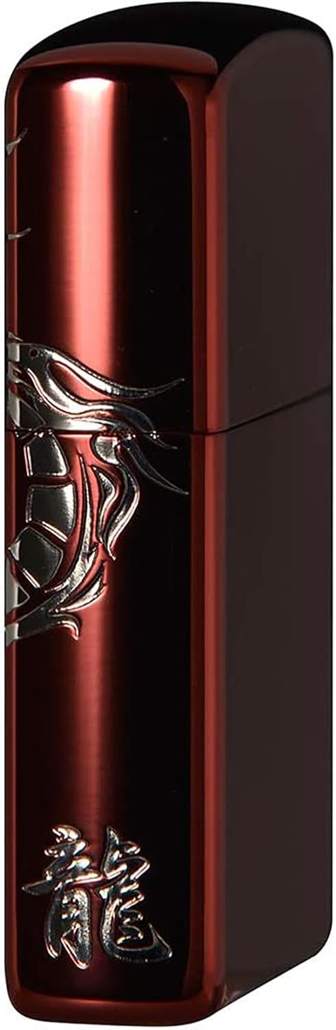 Zippo 2REDS-DR Windproof Brass Lighter, Double Sided Dragon, with Special Stickers, Red