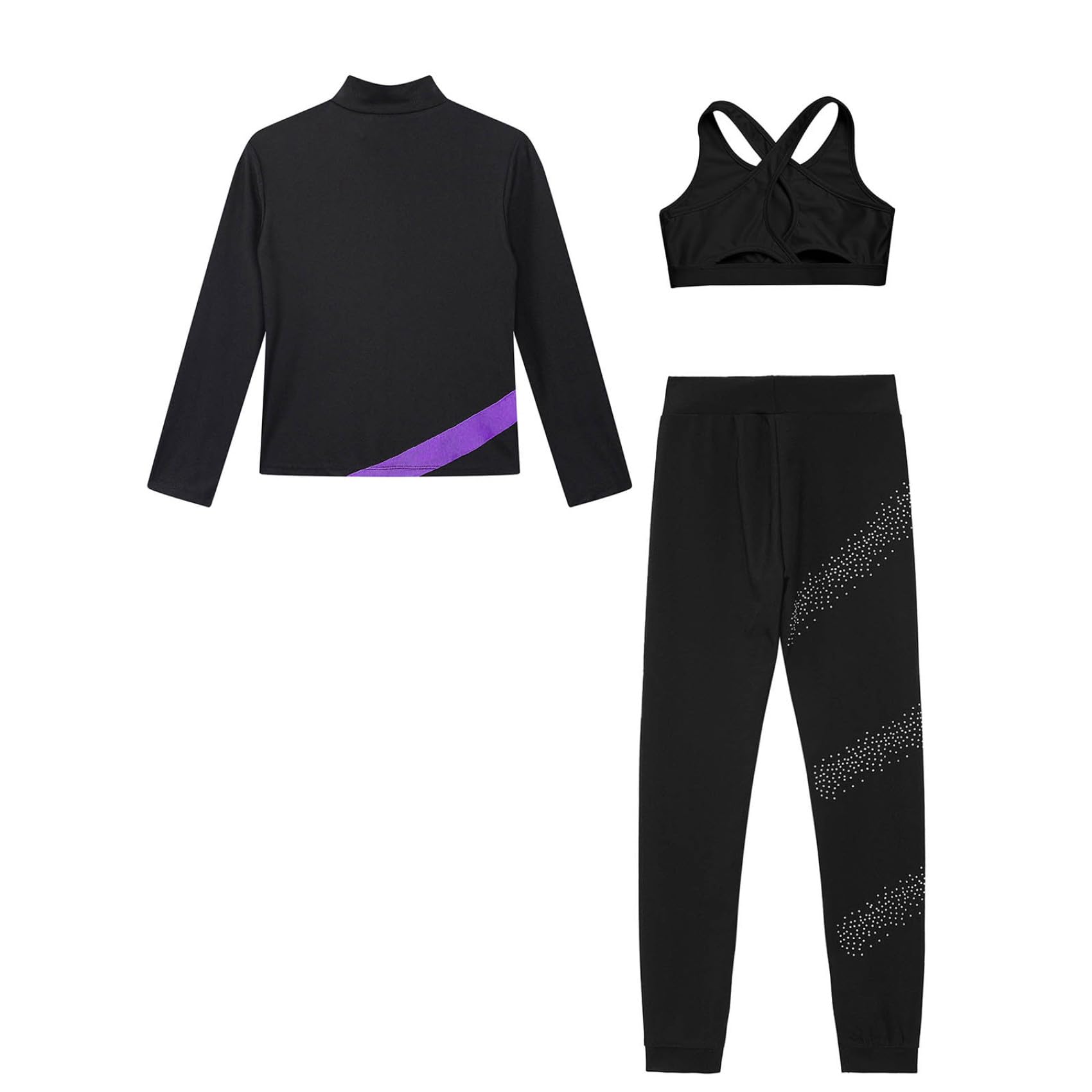 Ensemble De Sportswear pour Filles Costume De Patinage Artistique Pièces Tenue De Gymnastique Tenue De Danse Entraînement