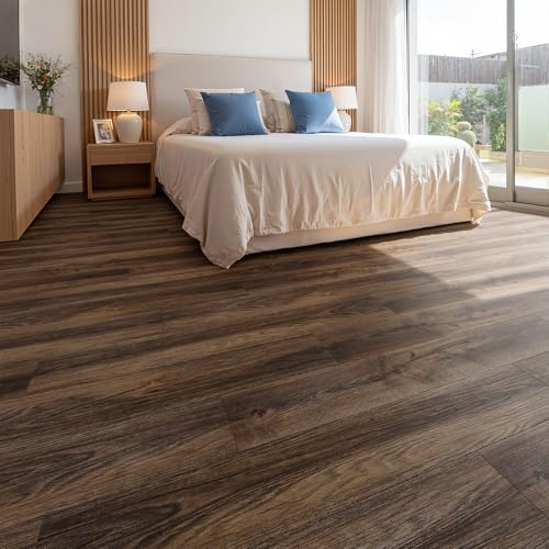 INMOZATA Peel and Stick Floor Tile, Vinyl Flooring 36-Pack 54 Sq.Ft Wood Look Waterproof Plank Flooring for Bathroom, Living Room, Bedroom, Kitchen, RV (Espresso Walnut) by INMOZATA - Used condition - Image 2