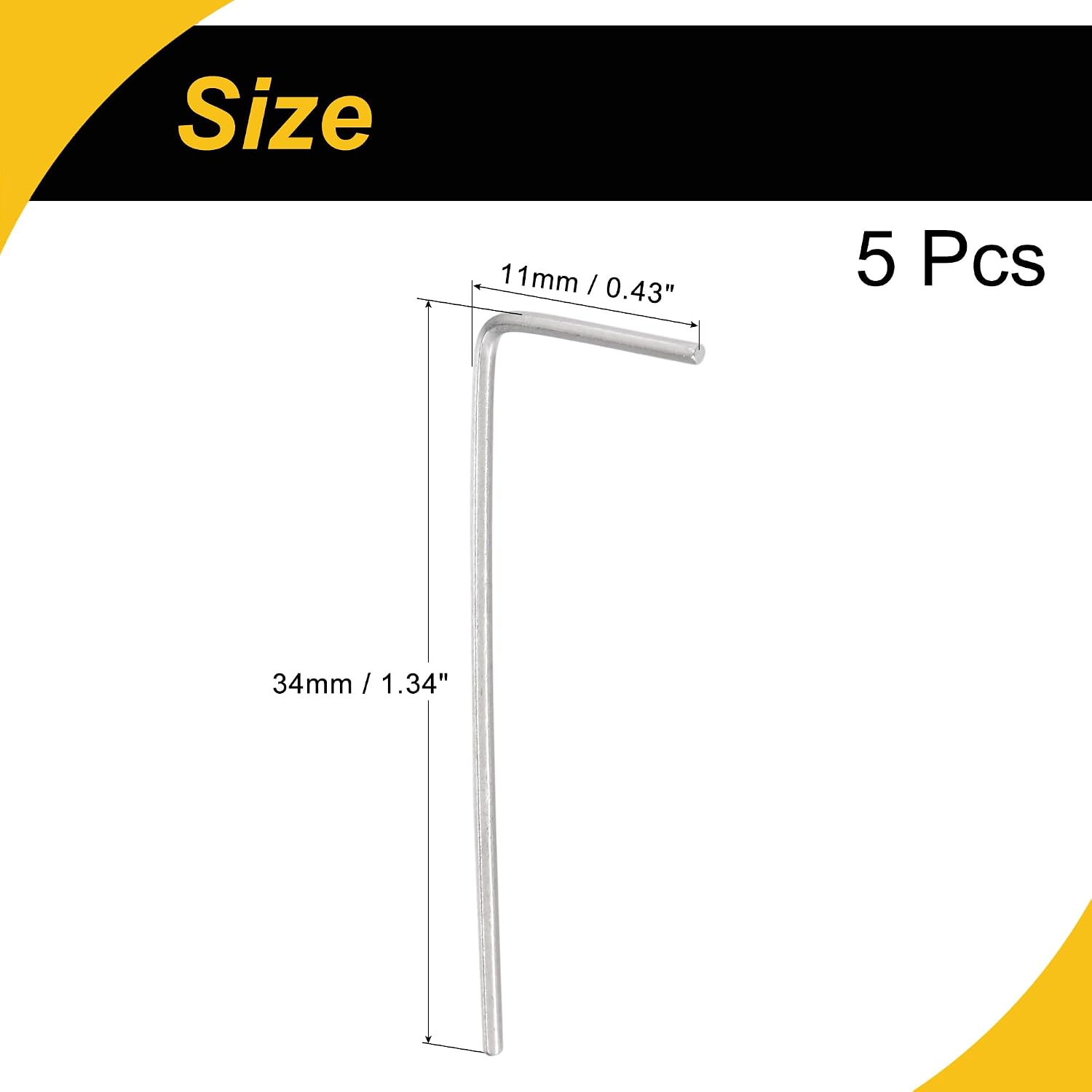 5 Pcs 0.9mm Hex Key Wrench l Shaped CR-V Repairing Tool