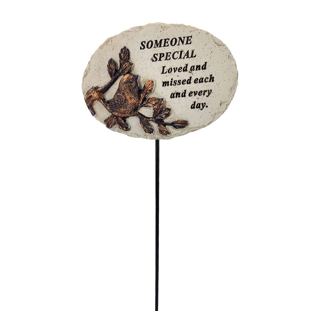 Angravememorials Multicoloured Someone Special Loved And Missed Robin Bird Memorial Tribute Stick Graveside Plaque