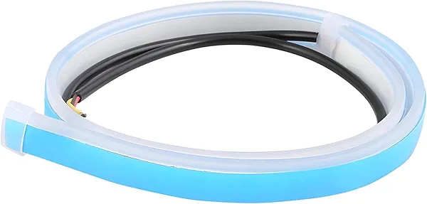NYTKL 2 PCS Car LED Strip Lights, 24 Inch Flexible Dual Color LED Headlight Strips, Switchback Sequential Turn Signal Strips, Waterproof Daytime Running Light Strip for Car SUV (Blue)
