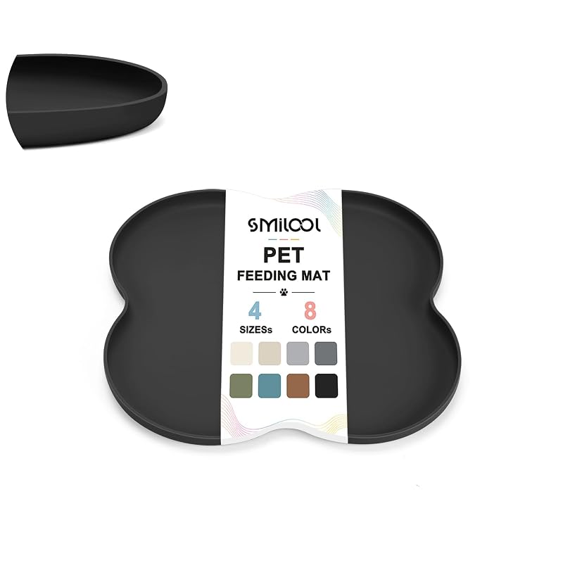 Tapete Impermeável de Silicone para Alimentação de Cães e Gatos SMILOOL Preto 30,48 x 30,48 cm