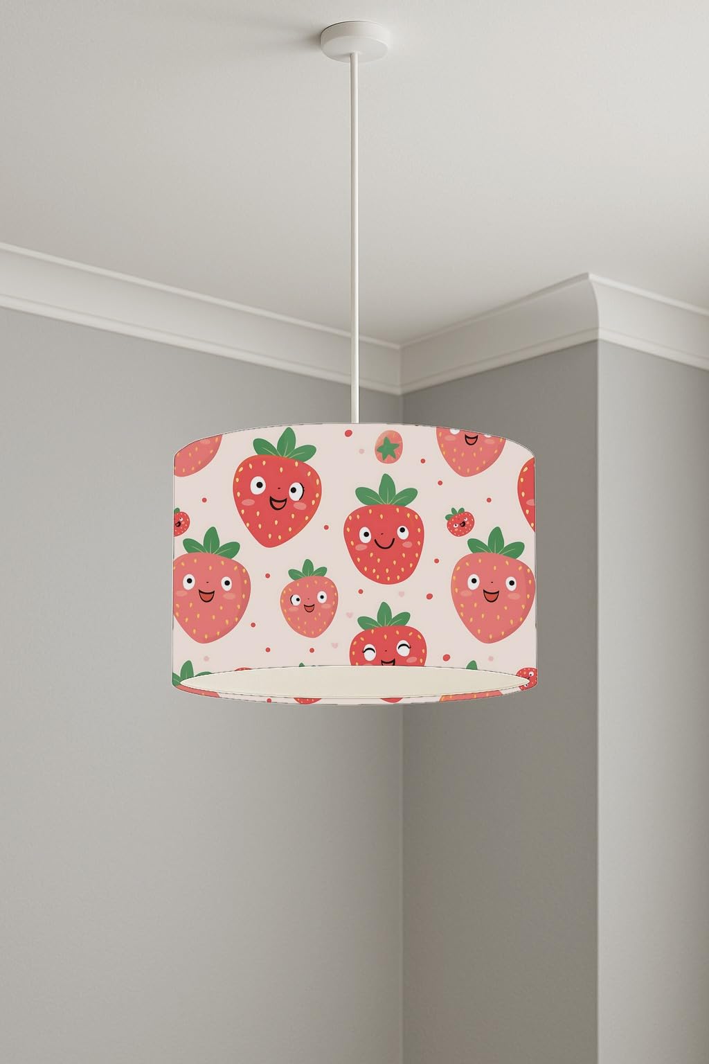 Strawberry Pattern Pink lightshade – 30 x 21cm Ceiling Drum Shade | 7CA201