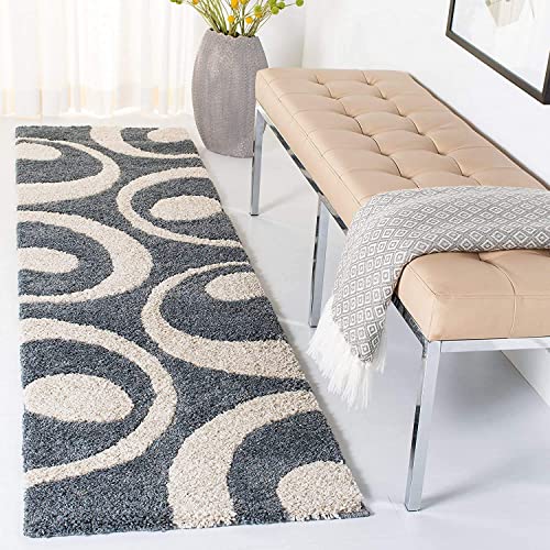 Image of Super Ultra Modern Soft Shaggy Handcrafted Anti-Skid Silk Touch Carpet, Size 2x6 Feet, Color Slate Grey