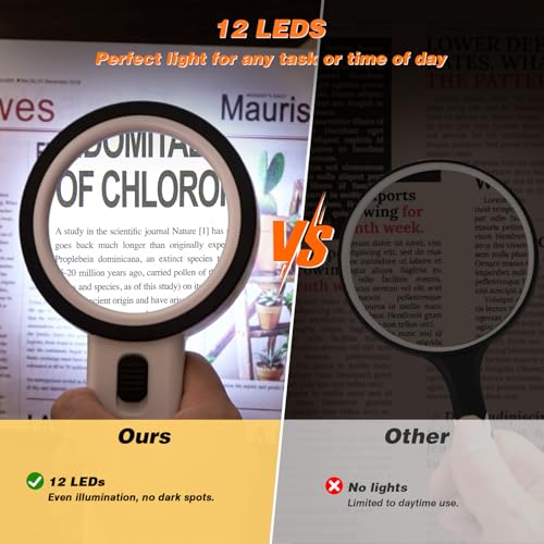 image for AIXPI Magnifying Glass with Light, Double-Layer Glass Lens Handheld La