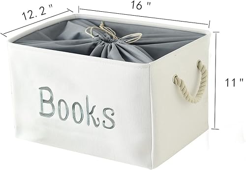 Miniatura 2 de INough Cesta de libros para habitación de niños, cesta de almacenamiento de libros, organizador de libros para cuarto de bebé, aula, biblioteca,