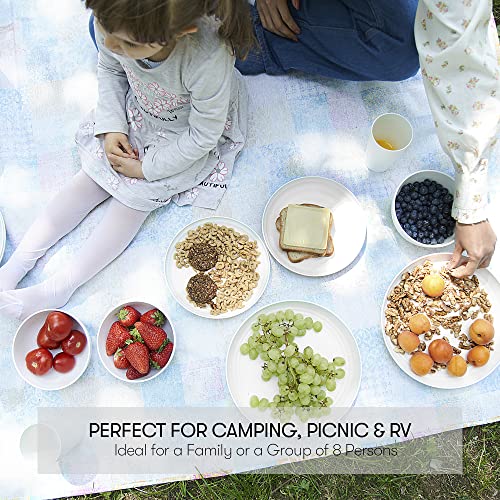 Wheat Straw Dinnerware Sets | Unbreakable Dinnerware Sets | Dishwasher Microwave Safe Dinnerware | Eco Friendly Non Breakable Dinnerware Sets | Rv Outdoor Camping (White, Service For 8 (32 Pcs)) #TOP6