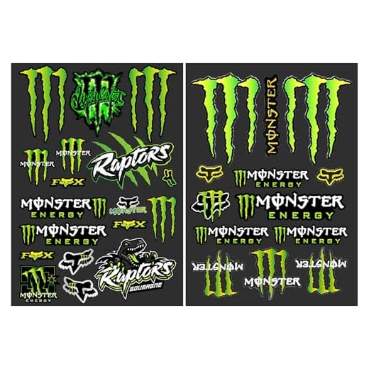 2 Stücke Monster Energy Motorrad Aufkleber Set - Geeignet für Skateboard, Auto, Roller, Helm und Motocross-Enthusiasten