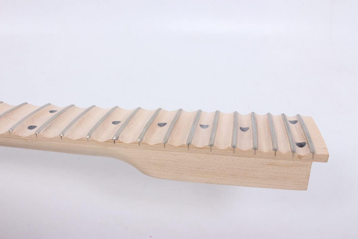 Full scalloped Guitar Neck 24 Fret 24.75inch Maple Fretboard Reverse Electric Guitar neck Locking Nut Dot Inlaid Bolt on Heel Unfinished Replacement