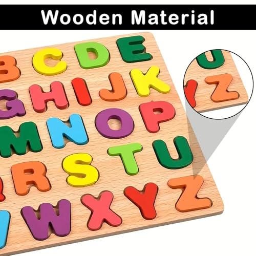 Image of Wooden Learning Educational Board for Kids, Puzzle Toys for 2 Years Old Boys & Girls Educational Toys for Toddlers & Preschoolers (ABCD Puzzle)