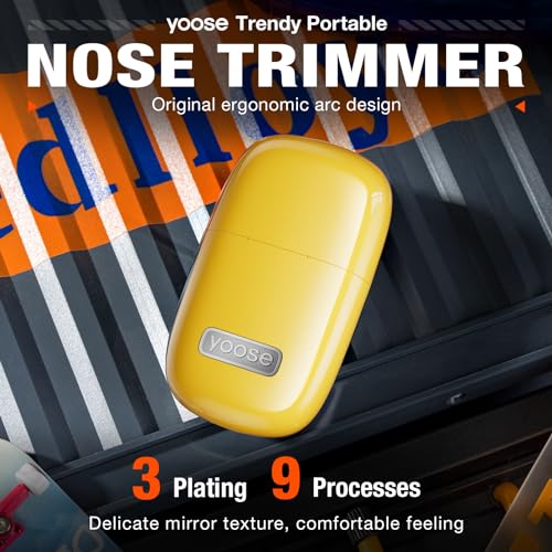 Image of yoose Nose Hair Trimmer, Alloy Nose Trimmer for Men and Women, Yellow | IPX7 Waterproof, USB-C Rechargeable, Travle Size Nose Trimmers, Dual-Edge Blade, Painless Trimming, Long-Lasing, Low Noise
