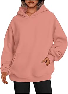 Mintuse Moletom feminino de manga comprida, casaco de moletom superdimensionado, moletom com capuz de lã, camisas de manga comprida pulôver outono