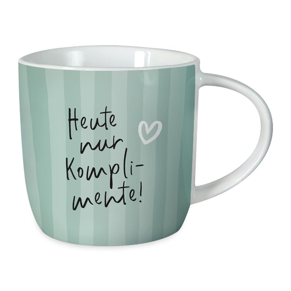 Grafik-Werkstatt Coffee Mug with Saying 300 ml Porcelain Mug Heute nur Komplimente! [German Language]