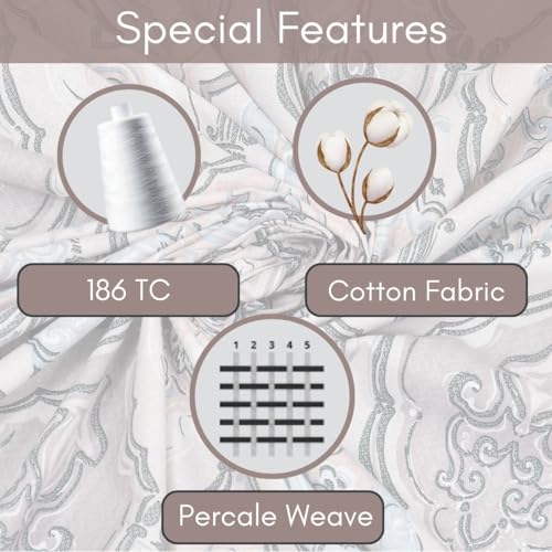 Image of Mafatlal 186 Tc Corsica King Size Cotton Bedsheet | 274 X 274 Cm | Summer Sweat-Absorbing Mancham Chadar for Breathable Sleeping Comfort | Includes 2 Pillow Covers | Feather Grey
