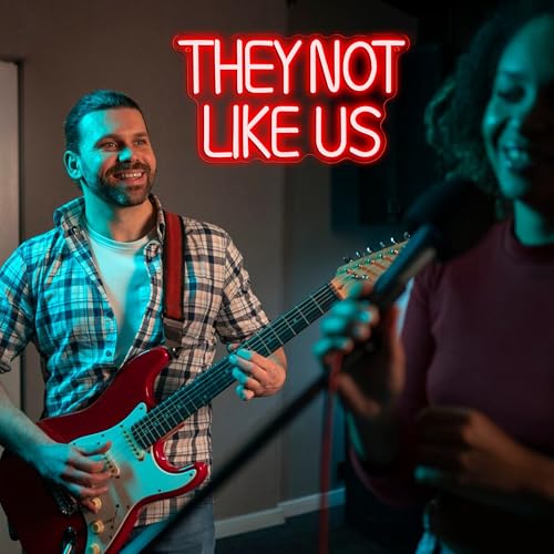 Image of They Not Like US Neon Sign, Dimmable LED PgLang Music Neon Signs for Wall Decor, Christmas Ornamentm Black Culture Neon Light Kids Wall Art Room Bedroom Birthday Gift(15.7 * 8.6 In)