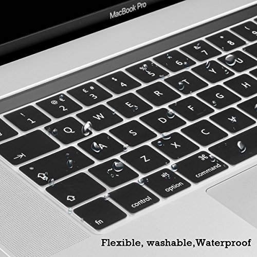 Batianda Eu/Uk Version English Waterproof Ultrathin Silicone Keyboard Cover Skin For Newest Macbook Pro 13 15 Inch 2018 2017 & 2016 With Touch Bar Model:a1989 A1706 / A1990 A1707 (Black) #TOP6
