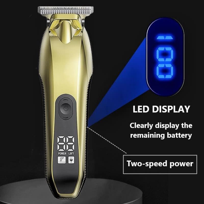 Hair for Men Clipper Professional Electric TrWith LED Screen Washable Rechargeable Strong Power Steel Cutter Head(Gold)