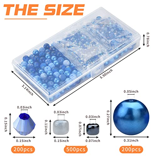 Image of Beads for Bracelet Making Kit, Sapphire Blue Color Include 8mm Assorted Round Glass Beads, 4mm Bicone Crystal Beads, 3-4mm Seed Beads for Jewelry Making, DIY Craft