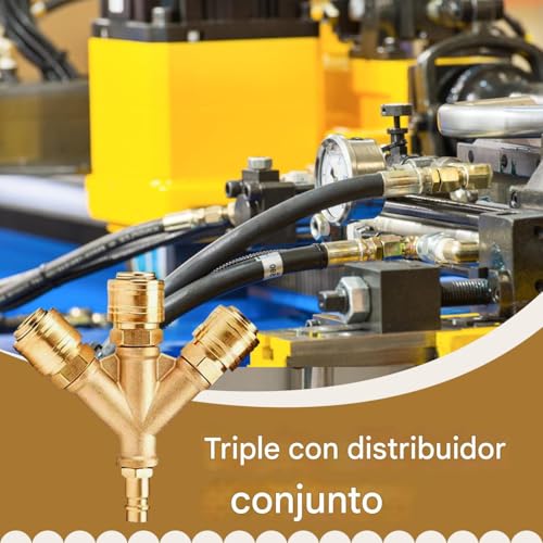 Distribuidor de aire comprimido triple y compacto con conectores herméticos de alta resistencia 7