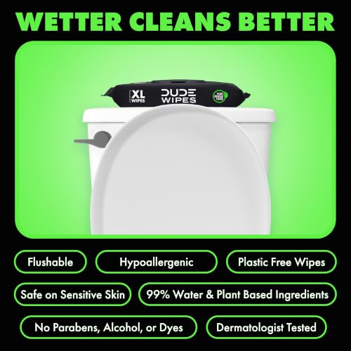 Image of DUDE Wipes Herbal Relief Adult Flushable Wet Wipes, Witch Hazel, 576 Count