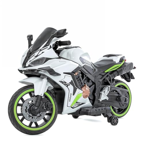 Image of Alstoy RR Kids Electric Ride-On Toy Bike | 12V Rechargeable Battery Operated for Kids | Bluetooth Music | 70kg Capacity | BIS /ISI Approved | Ages 5to12 Years | 6-Month Warranty | Large | Green+White
