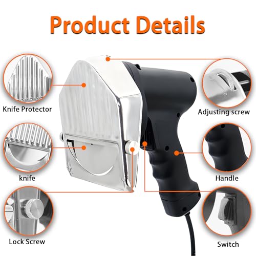 DNEPEI Electric Kebab Meat Slicer, Electric Shawarma Knife, 80W Commercial Gyro Cutter, with 2 Blades 10mm 0-8mm Adjustable Thickness for Restaurant Home Outdoor Wiretype - Image 4