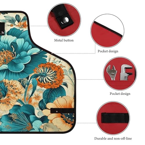 Delantal tipo bolsa con patrón floral retro y ajuste rápido miniatura 3