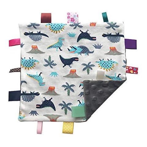 Baby Boy Grey Tag Security Blanket Soft Blanket Security Comforter with Colorful Tags Lovey Gift for Child Toddler Kid (Gray) Cover