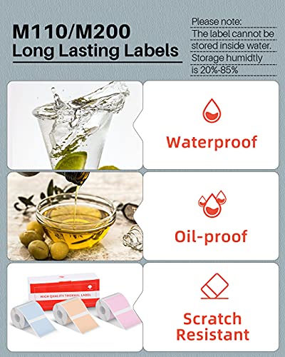 Image of Phomemo M110 /M110S /M120 /M200 /M220 Sticker Labels- 1.57 inchx1.18 inch(40x30mm) Black on Pink, Khaki and Blue Label for Small Business, Home, Office, 230 Labels /Roll (Pack of 2)