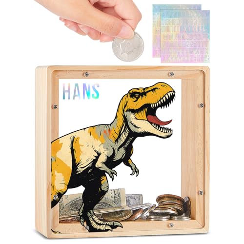 Image of ICOSY Piggy Bank for Kids, Wooden Framed Coin Bank