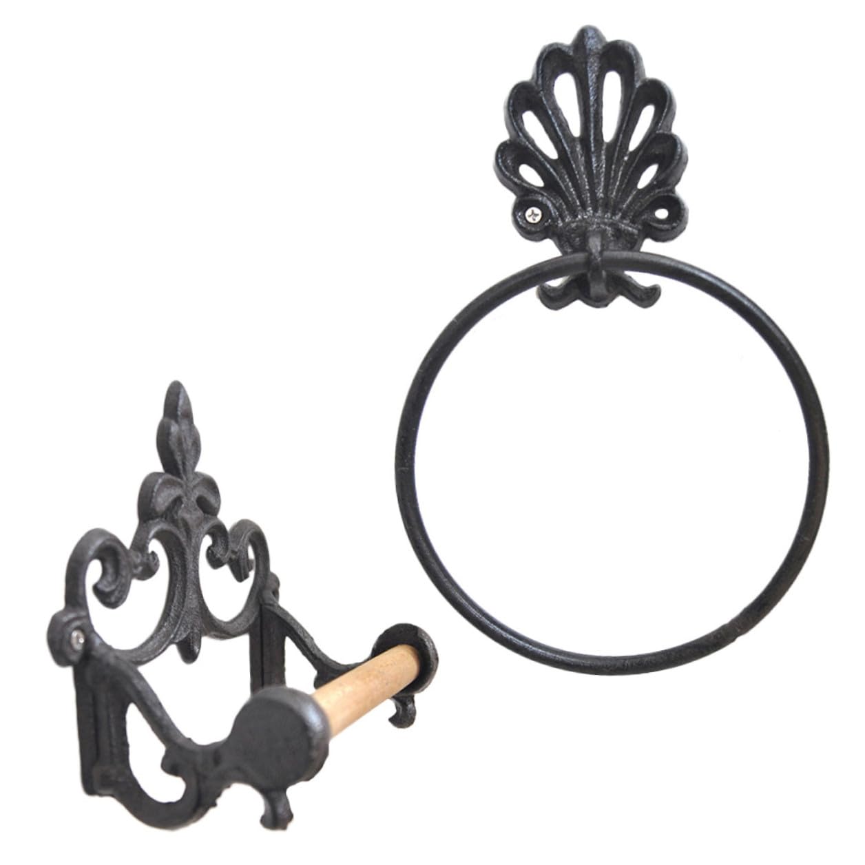 Toalleros de Baño de Hierro Forjado Negro Fácil Instalación y Almacenamiento 2 Piezas Anillo Redondo Ideales para Colgar Toallas en Baño