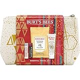 Burt's Bees Essentials Travel Kit Holiday Gift Set, 4 Skin Care Products Cleansing Towelettes, Deep Cleansing Cream, Ultra Conditioning Lip Balm And Tinted Lip Balm